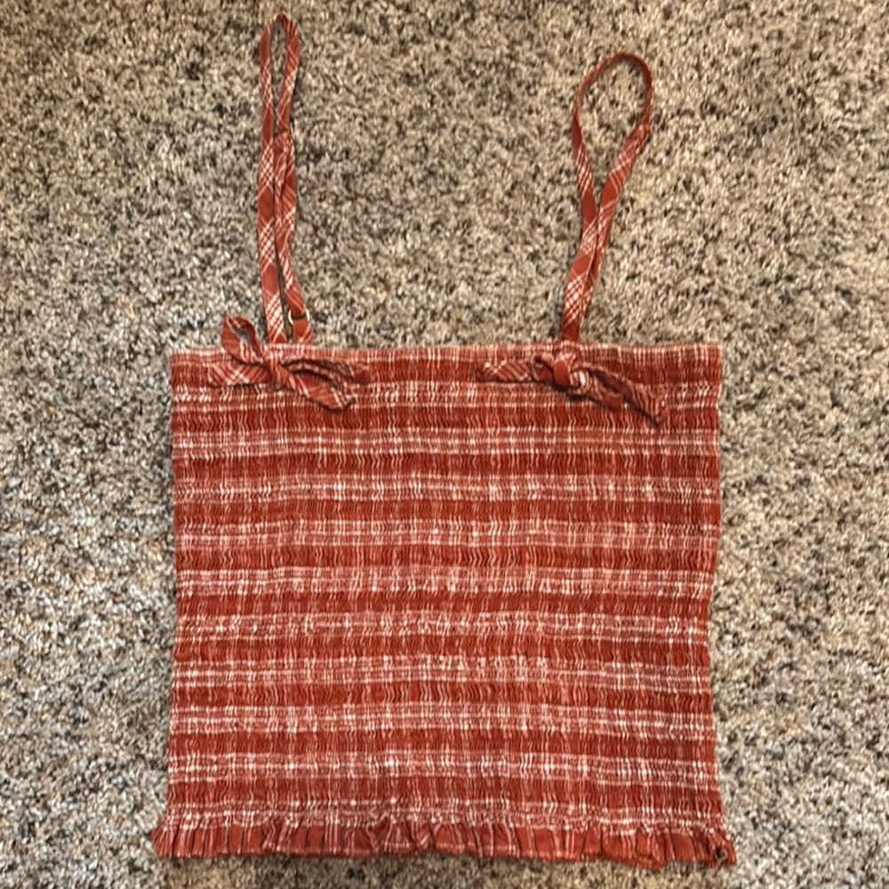 Plaid Rust Sleeveless Top
